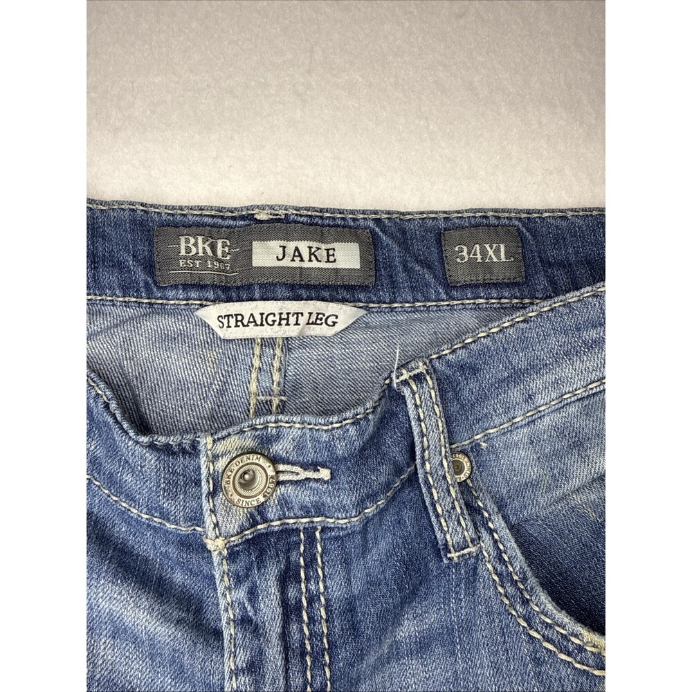BKE Jake Jeans Mens 34 XL Straight Leg Denim Distressed Wash SOFT 99% Cotton - Picture 7 of 16